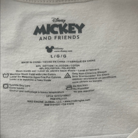 Disney Mickey Mouse White Tee with Blue and Red Accents - Picture 5 of 5